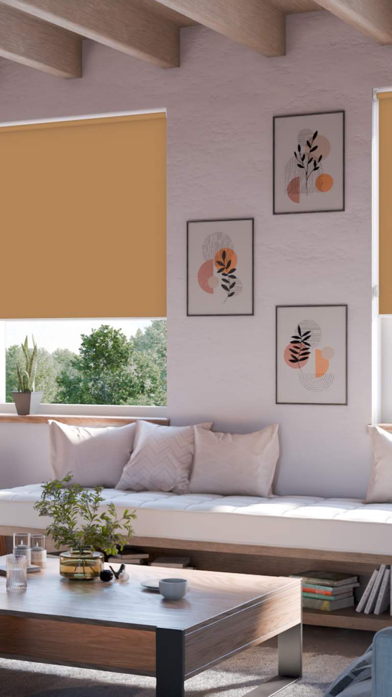 Rollo beige Wohnzimmer