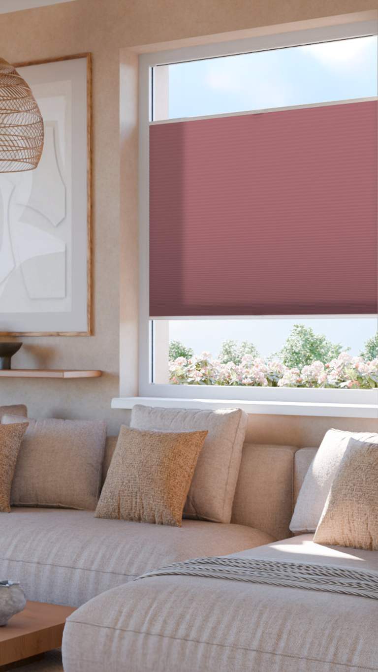 Wabenplissee rot Wohnzimmer