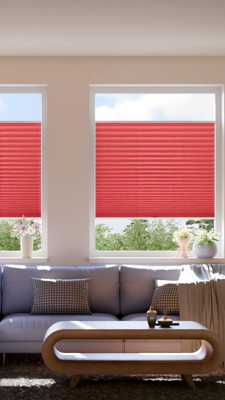 Plissee rot Wohnzimmer