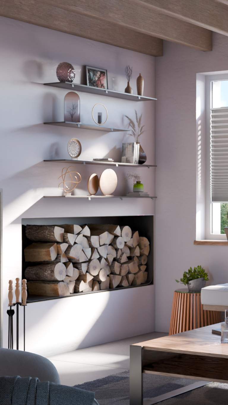 Plissee grau Wohnzimmer