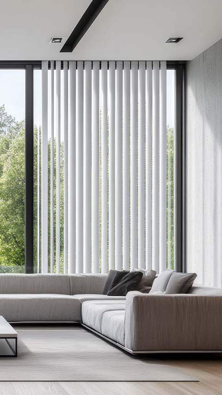 Lamellenvorhang weiß Wohnzimmer