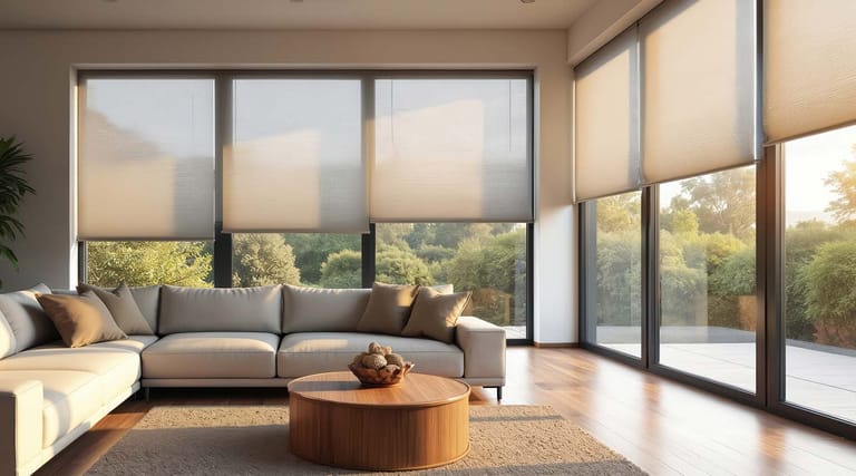 Rollo beige Wohnzimmer