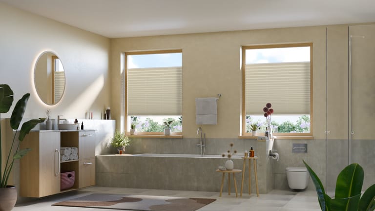 Plissee beige Badezimmer