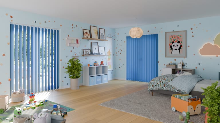 Lamllenvorhang blau Kinderzimmer