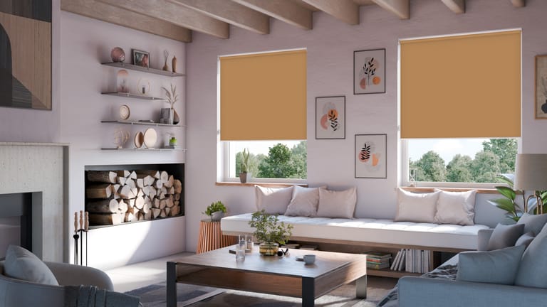 Rollo beige Wohnzimmer