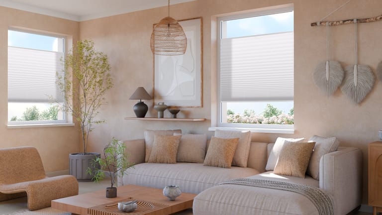 Plissee beige Wohnzimmer
