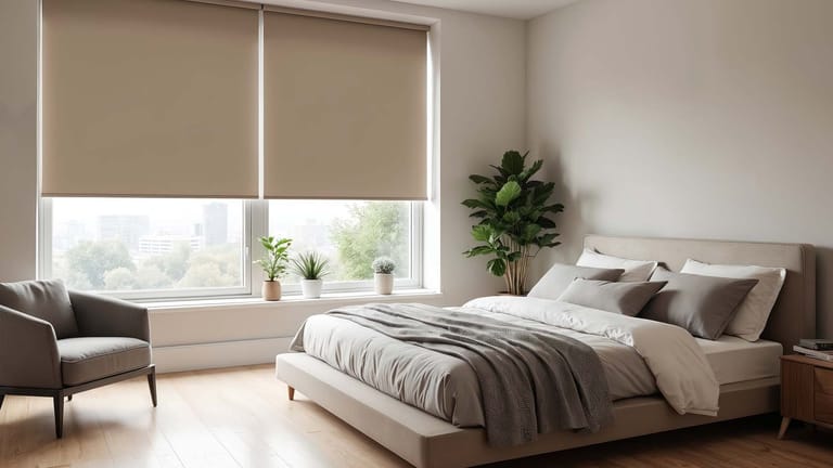 Rollo creme Schlafzimmer