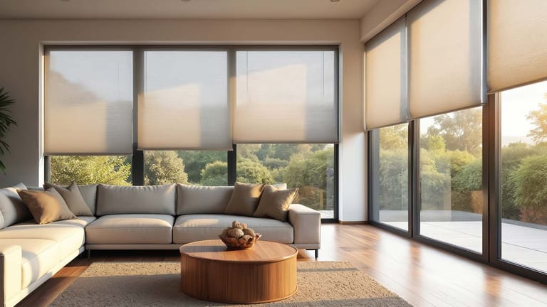 Rollo beige Wohnzimmer