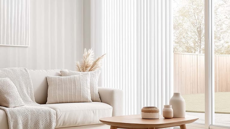 Lamellenvorhang weiß Wohnzimmer